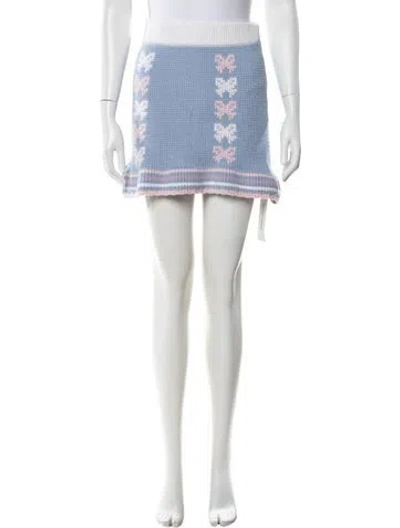 Pre-owned Loveshackfancy Floral Print Mini Skirt In Blue
