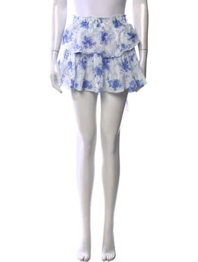 Pre-owned Loveshackfancy Floral Print Mini Skirt In Blue