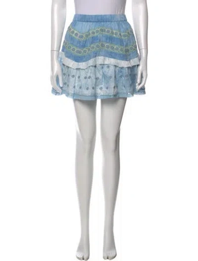 Pre-owned Loveshackfancy Floral Print Mini Skirt In Blue