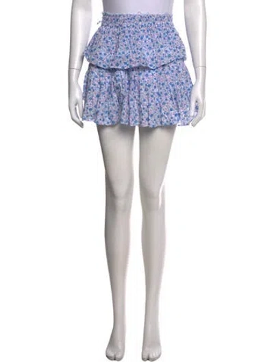 Pre-owned Loveshackfancy Floral Print Mini Skirt In Blue