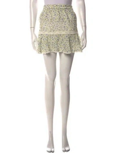 Pre-owned Loveshackfancy Floral Print Mini Skirt In Blue