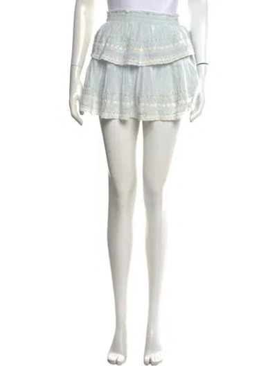 Pre-owned Loveshackfancy Floral Print Mini Skirt In Blue