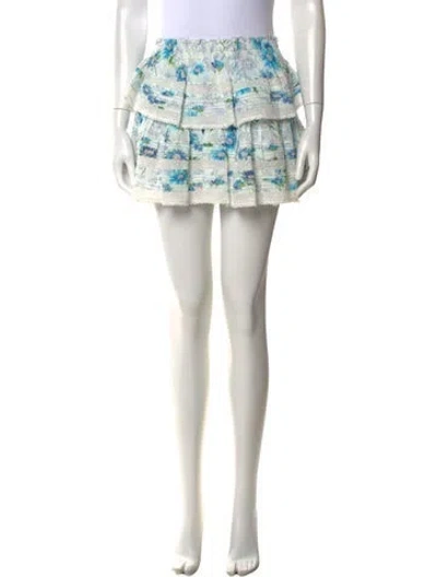 Pre-owned Loveshackfancy Floral Print Mini Skirt In Blue