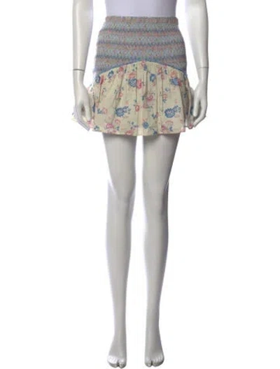 Pre-owned Loveshackfancy Floral Print Mini Skirt In Blue