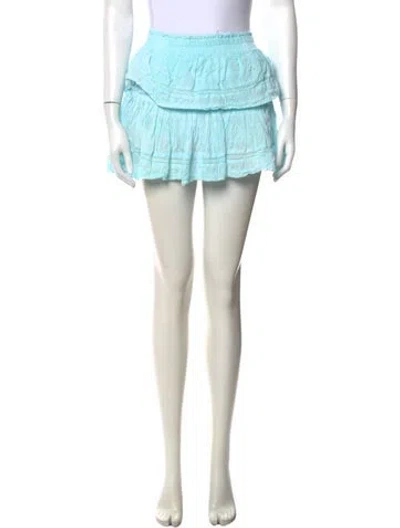 Pre-owned Loveshackfancy Floral Print Mini Skirt In Blue