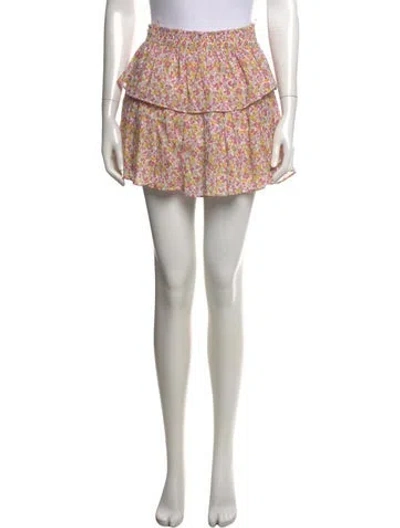 Pre-owned Loveshackfancy Floral Print Mini Skirt In Blue