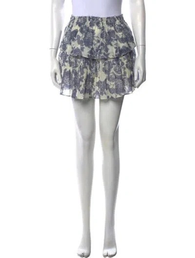 Pre-owned Loveshackfancy Floral Print Mini Skirt In Blue