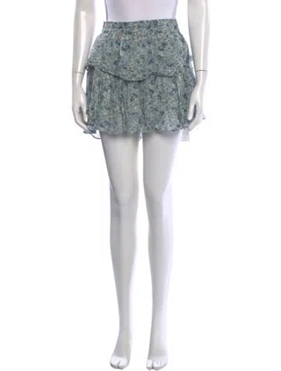 Pre-owned Loveshackfancy Floral Print Mini Skirt In Blue