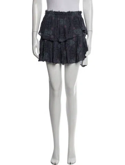 Pre-owned Loveshackfancy Floral Print Mini Skirt In Blue