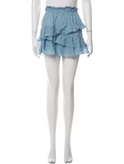 Pre-owned Loveshackfancy Floral Print Mini Skirt In Blue
