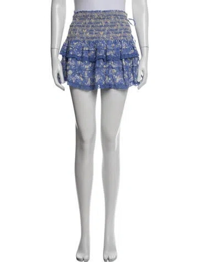 Pre-owned Loveshackfancy Floral Print Mini Skirt In Blue