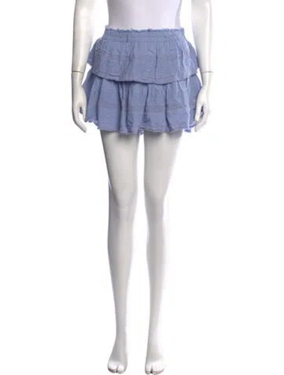 Pre-owned Loveshackfancy Floral Print Mini Skirt In Blue