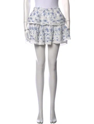 Pre-owned Loveshackfancy Floral Print Mini Skirt In Blue