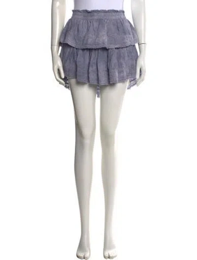 Pre-owned Loveshackfancy Floral Print Mini Skirt In Blue