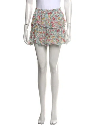 Pre-owned Loveshackfancy Floral Print Mini Skirt In Blue