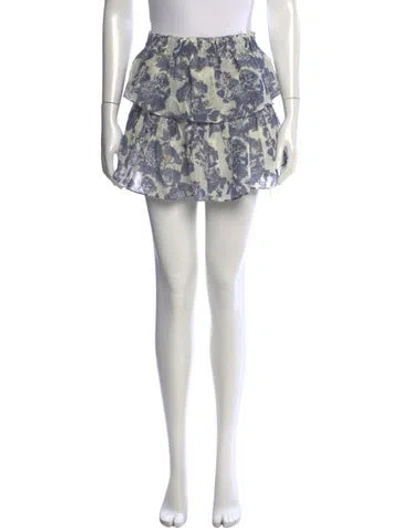 Pre-owned Loveshackfancy Floral Print Mini Skirt In Blue