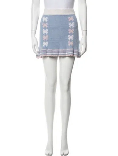 Pre-owned Loveshackfancy Floral Print Mini Skirt In Blue