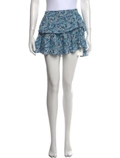 Pre-owned Loveshackfancy Floral Print Mini Skirt In Blue