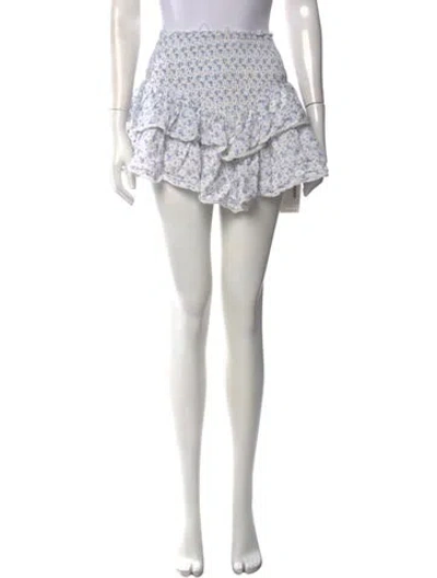 Pre-owned Loveshackfancy Floral Print Mini Skirt In Blue