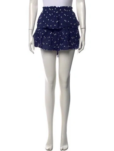 Pre-owned Loveshackfancy Floral Print Mini Skirt In Blue/metallic
