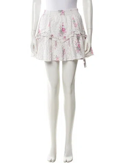 Pre-owned Loveshackfancy Floral Print Mini Skirt In Brown