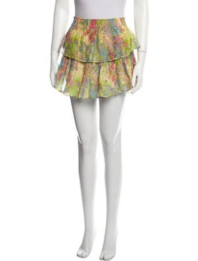 Pre-owned Loveshackfancy Floral Print Mini Skirt In Green