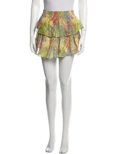 Pre-owned Loveshackfancy Floral Print Mini Skirt In Green