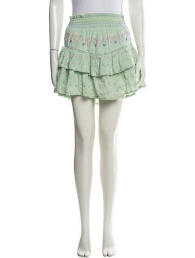 Pre-owned Loveshackfancy Floral Print Mini Skirt In Green