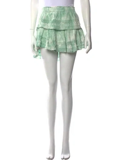 Pre-owned Loveshackfancy Floral Print Mini Skirt In Green