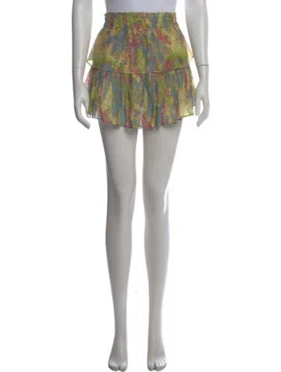 Pre-owned Loveshackfancy Floral Print Mini Skirt In Green
