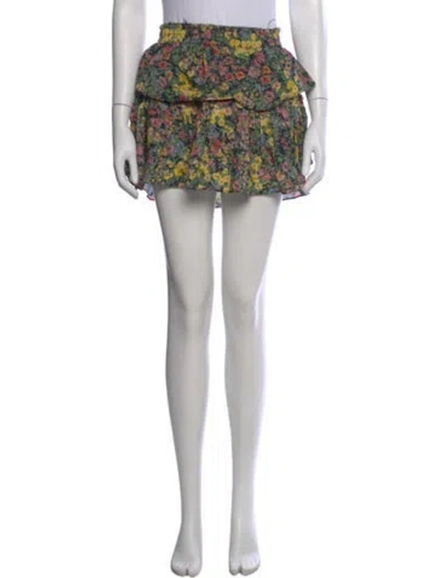 Pre-owned Loveshackfancy Floral Print Mini Skirt In Green