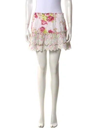 Pre-owned Loveshackfancy Floral Print Mini Skirt In Green