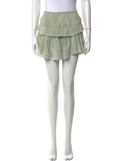 Pre-owned Loveshackfancy Floral Print Mini Skirt In Green