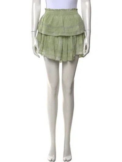 Pre-owned Loveshackfancy Floral Print Mini Skirt In Green