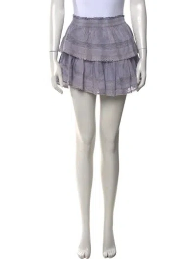 Pre-owned Loveshackfancy Floral Print Mini Skirt In Grey