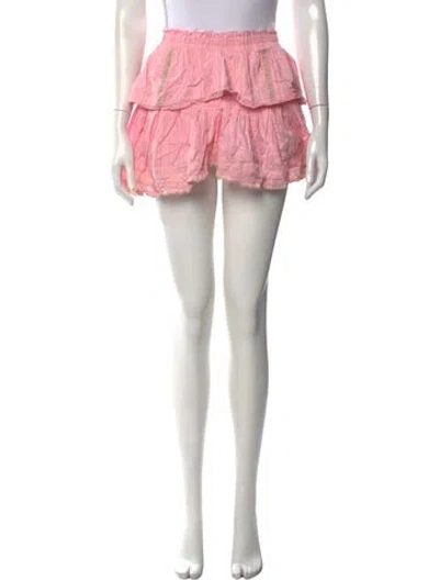Pre-owned Loveshackfancy Floral Print Mini Skirt In Metallic/pink
