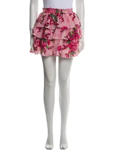 Pre-owned Loveshackfancy Floral Print Mini Skirt In Multi