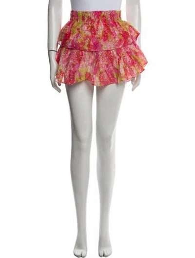 Pre-owned Loveshackfancy Floral Print Mini Skirt In Multi