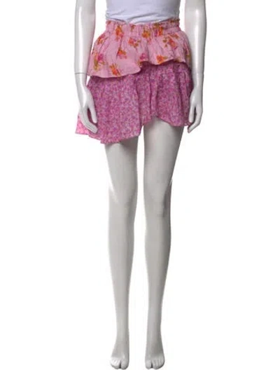Pre-owned Loveshackfancy Floral Print Mini Skirt In Multi