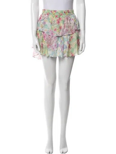 Pre-owned Loveshackfancy Floral Print Mini Skirt In Multi