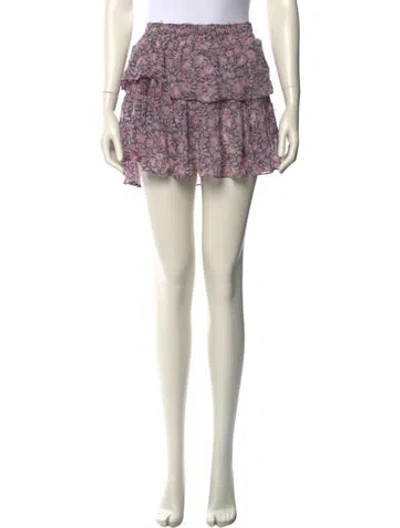 Pre-owned Loveshackfancy Floral Print Mini Skirt In Multi