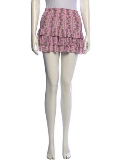 Pre-owned Loveshackfancy Floral Print Mini Skirt In Multi