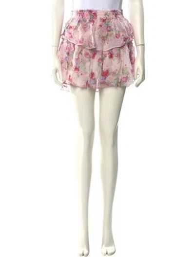 Pre-owned Loveshackfancy Floral Print Mini Skirt In Multi