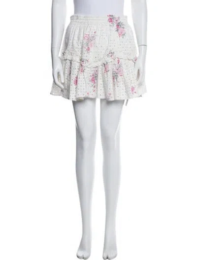 Pre-owned Loveshackfancy Floral Print Mini Skirt In Multi