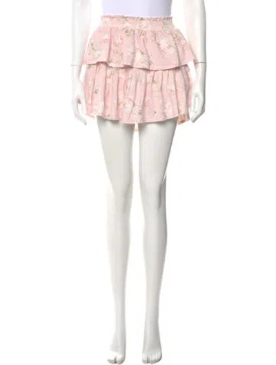 Pre-owned Loveshackfancy Floral Print Mini Skirt In Multi