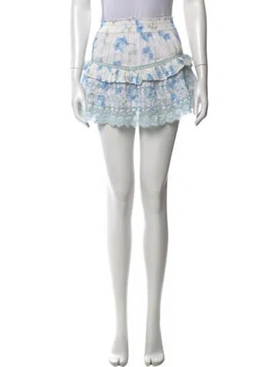 Pre-owned Loveshackfancy Floral Print Mini Skirt In Multi