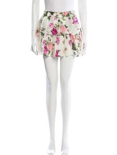 Pre-owned Loveshackfancy Floral Print Mini Skirt In Multi