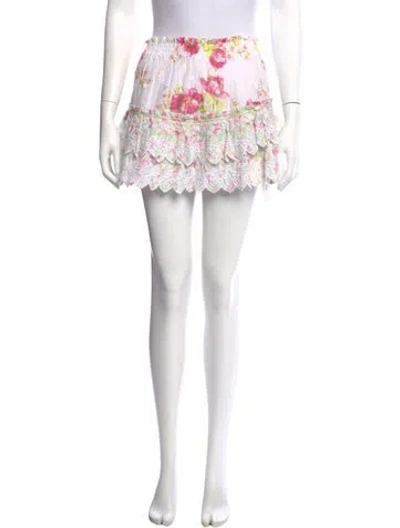 Pre-owned Loveshackfancy Floral Print Mini Skirt In Multi