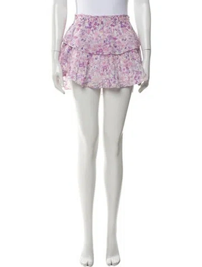 Pre-owned Loveshackfancy Floral Print Mini Skirt In Multi
