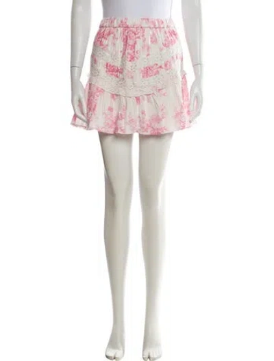 Pre-owned Loveshackfancy Floral Print Mini Skirt In Multi
